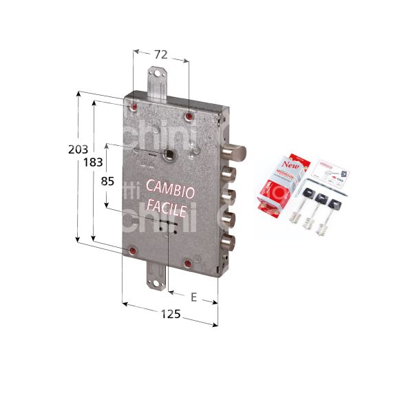 Cisa 5766527ahs serratura doppia mappa per blindata triplice e 64 ambidestra 4 catenacci piÙ scrocco int. cat. 27 sporg. 33