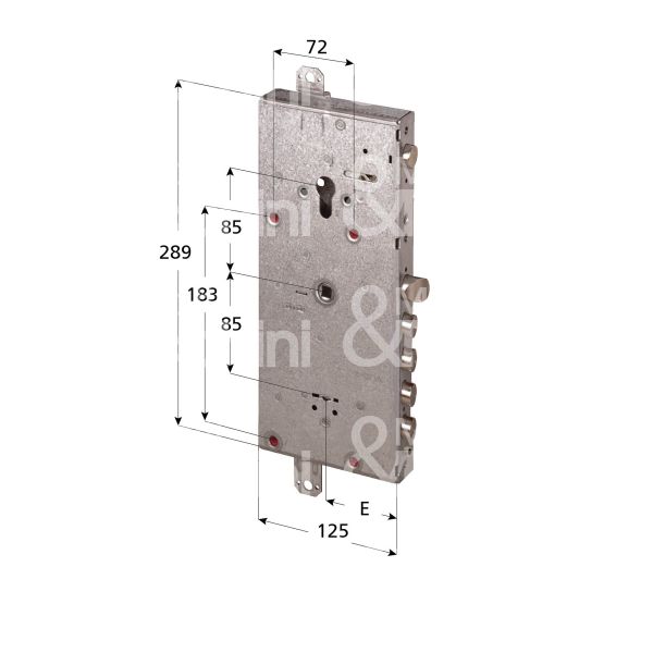 Cisa 57765280 serratura plurisistema con cilindro dipendente triplice e 64 ambidestra 4 catenacci piÙ scrocco e 1 servizio int. cat. 28 sporg. 3,5