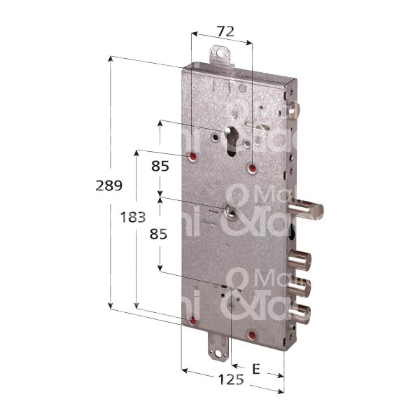 Cisa 5796628ath serratura plurisistema con cilindro indipendente triplice e 64 ambidestra 3 catenacci piÙ scrocco e 1 servizio int. cat. 28 sporg. 13,5