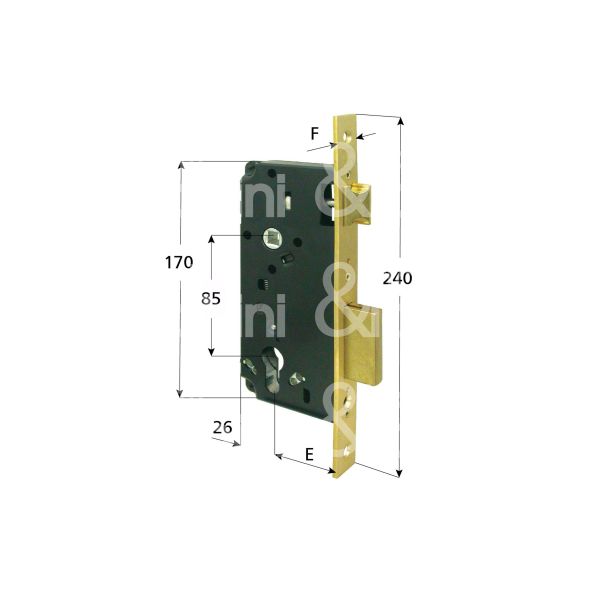 Cisa 5c110400 serratura patent bordo quadro e 40 int. man. 85 scrocco piÙ catenaccio ottonata