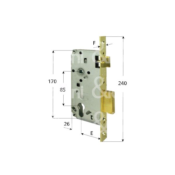 Cisa 5c611700gt serratura patent bordo quadro e 70 int. man. 85 scrocco piÙ catenaccio ottonata