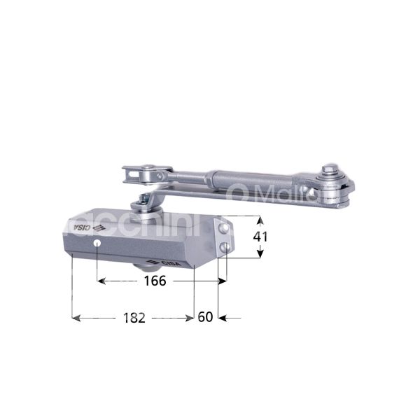 Cisa 6046003044 chiudiporta aereodinamico a compasso 604 nero forza 2÷4 senza fermo portata kg max 25÷85