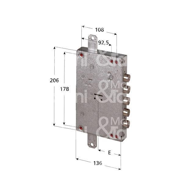 Cisa b7505280 serratura doppia mappa per blindata triplice e 63 ambidestra 5 catenacci int. cat. 28 sporg. 3,5