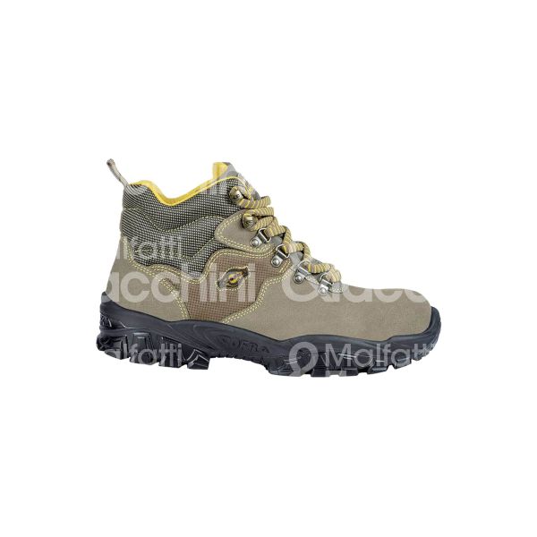 Cofra tev45 scarpa antinfortunistica alta new tevere classe di protezione s1 p src taglia 45 colore beige tomaia pelle scamosciata suola pu bidensita' puntale acciaio 200 j lamina antiperforazione conformità en iso 20345:2011