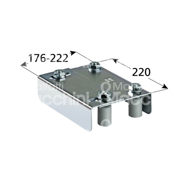 Comunello 255350 piastra guida per cancelli 4 rulli art. 255-350 acciaio zincato Ø mm 40 regolazione mm 62/85 l mm 350 h mm 72 p mm 176/122