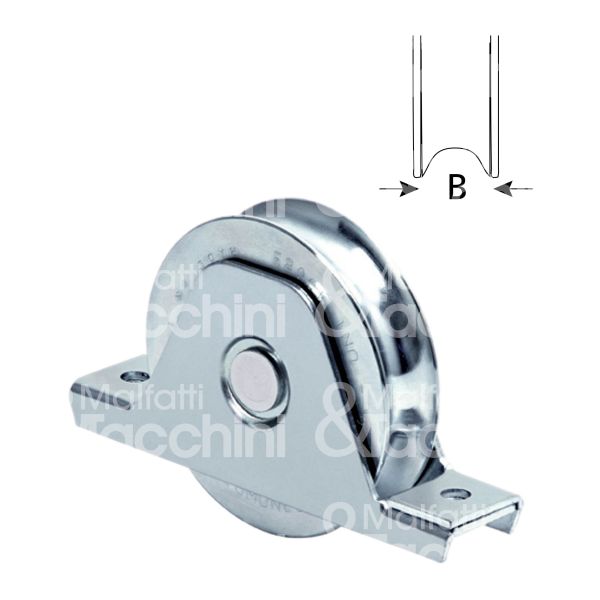 Comunello 337100 ruota gola semitonda con supporto art. 337-100 acciaio zincato Ø mm 100 l mm 21 - 1 cuscinetto portata kg 200