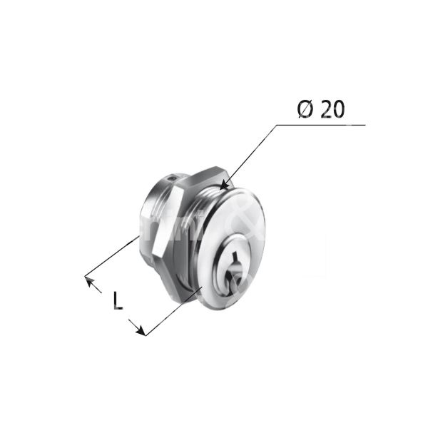 Corbin 2022500 serratura universale a leva Ø 20 lunghezza mm 25 ambidestra chiave piatta kd rotazione 90° + 90° 1 estrazione cromato