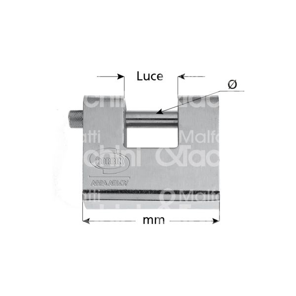 Corbin pl21160 lucchetto per serranda corazzato mm 60 chiave piatta cifratura kd