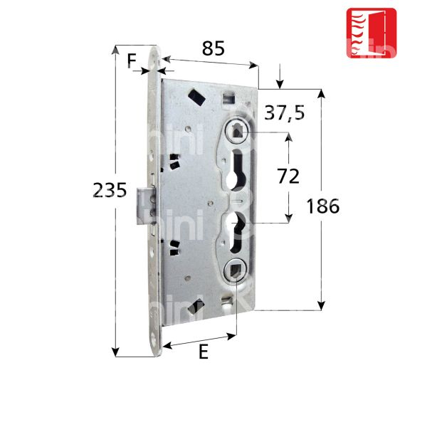 Corbin pn9000367 serratura scrocco piÙ catenaccio per porte tagliafuoco e 65 quadro 9 ambidestra