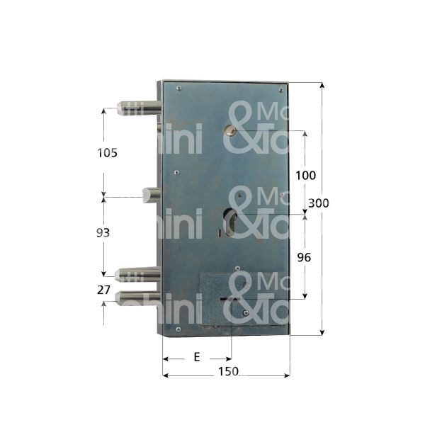 Corni 1330965dx serratura plurisistema con cilindro dipendente triplice e 80 dx 1 catenaccio piÙ scrocco e 2 servizio int. cat. 27 sporg. 3,5