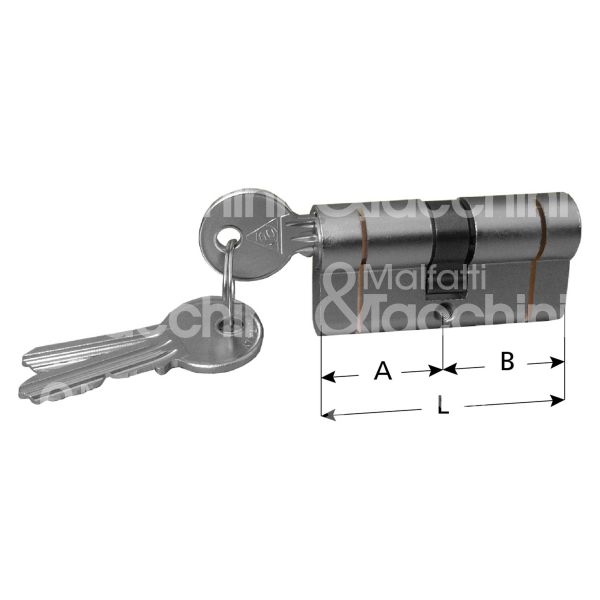 Cortellezzi x311680c cilindro sagomato chiave/chiave x3 40 x 40 = 80 mm chiave piatta profilo x 3 cifratura kd ottone satinato