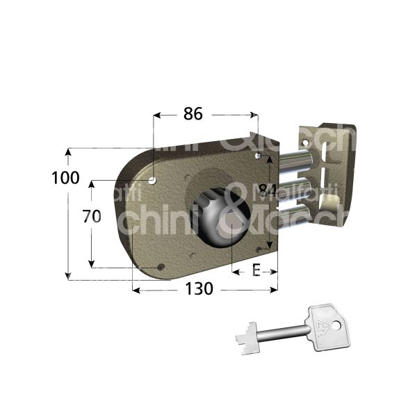 Cr 160060dx serratura applicare pompa Ø 27 laterale e 60 3 catenacci int. fiss. con pomolo