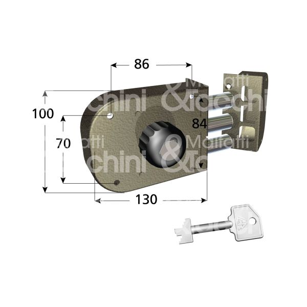 Cr 160060dx serratura applicare pompa Ø 27 laterale e 60 3 catenacci int. fiss. 70 x 84 x 86