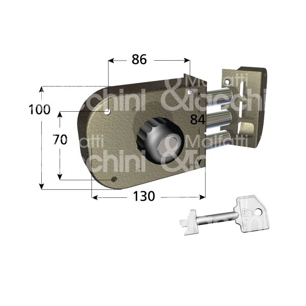 Cr 1600dx serratura applicare pompa Ø 27 laterale e 60 3 catenacci int. fiss. con pomolo