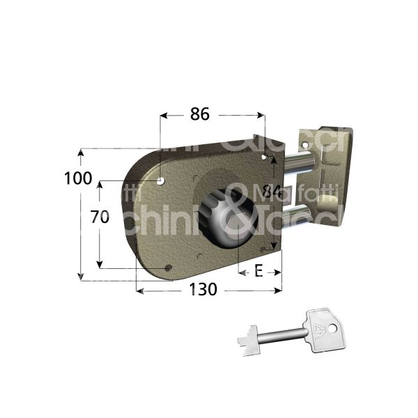Cr 1650sx serratura applicare pompa Ø 27 laterale e 60 2 catenacci piÙ scrocco int. fiss. con pomolo