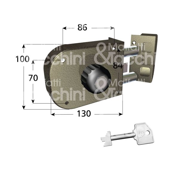 Cr 1650sx serratura applicare pompa Ø 27 laterale e 60 2 catenacci piÙ scrocco int. fiss. con pomolo