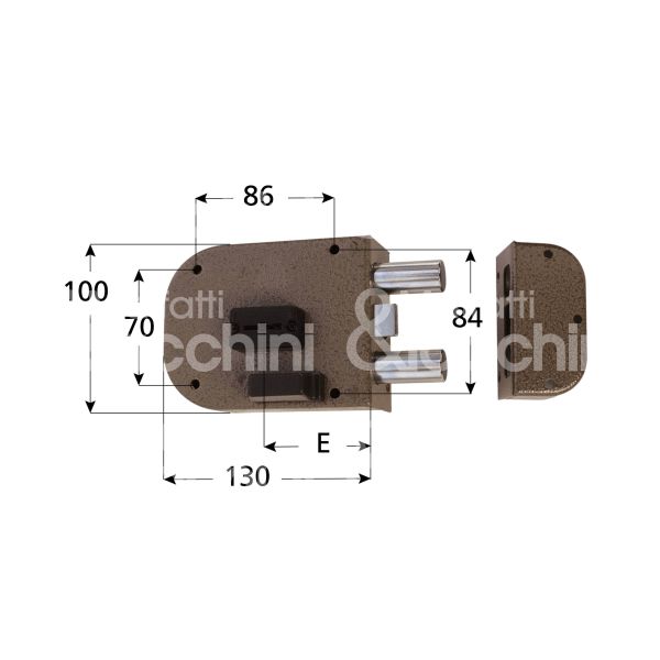 Cr 1850sx serratura applicare doppia mappa laterale e 60 sx 2 catenacci piÙ scrocco int. cat. 28