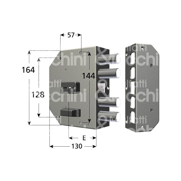 Cr 2350dx serratura applicare doppia mappa quintuplice e 60 dx 4 catenacci piÙ scrocco int. cat. 28