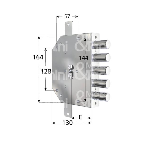 Cr 2105pen28s serratura blindata a cilindro triplice e 60 sx 5 catenacci int. cat. 28 sporg. 3,5