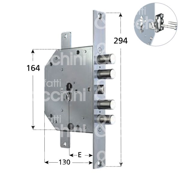 Cr 215128pedx serratura blindata a cilindro triplice e 60 dx 4 catenacci piÙ scrocco int. cat. 28