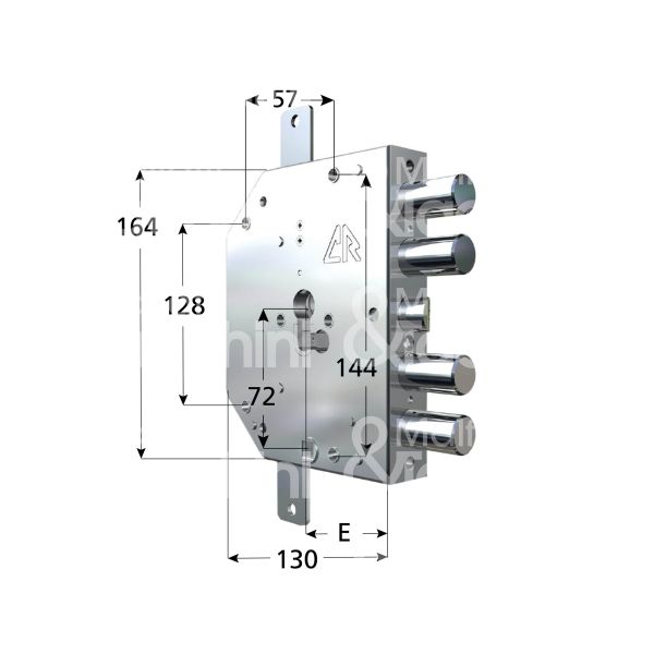 Cr 215528pqgs serratura blindata a cilindro triplice e 60 sx 4 catenacci piÙ scrocco int. cat. 28 sporg. 3,5