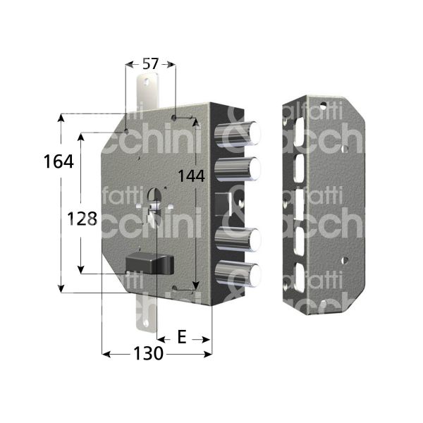 Cr 2250pedx serratura applicare a cilindro triplice e 60 dx 4 catenacci piÙ scrocco int. cat. 28
