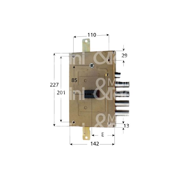 Cr 265528 serratura doppia mappa per blindata triplice e 68 ambidestra 4 catenacci piÙ scrocco int. cat. 28 sporg. 3,5