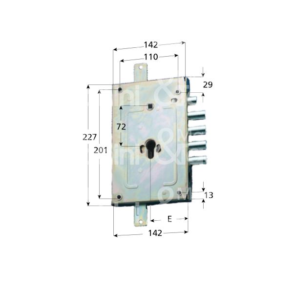 Cr 265528pe serratura blindata a cilindro triplice e 68 ambidestra 4 catenacci piÙ scrocco int. cat. 28 sporg. 3,5