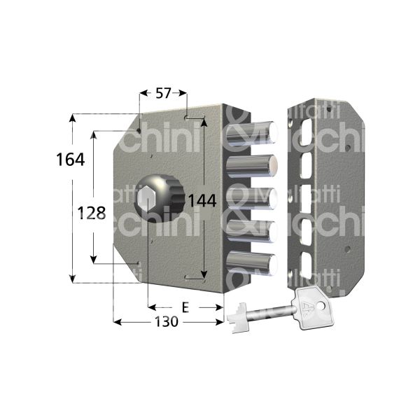 Cr 3000psx serratura applicare pompa Ø 27 laterale e 60 5 catenacci int. fiss. con pomolo
