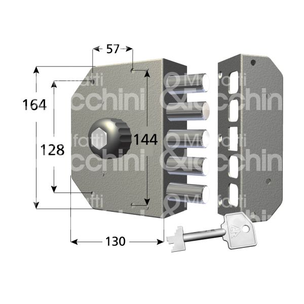 Cr 3000psx serratura applicare pompa Ø 27 laterale e 60 5 catenacci int. fiss. con pomolo