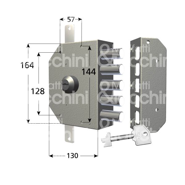 Cr 3300c60sx serratura applicare pompa Ø 27 quintuplice e 60 5 catenacci int. fiss. con chiave