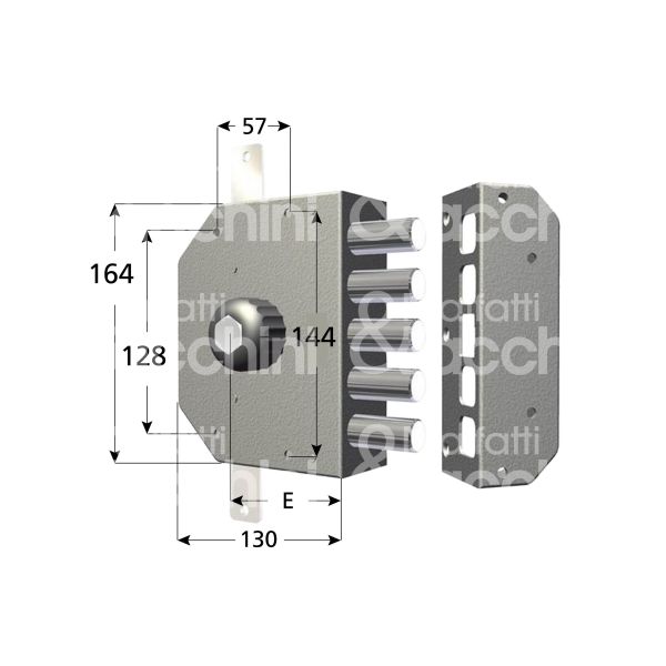 Cr 3300p60sx serratura applicare pompa Ø 27 quintuplice e 60 5 catenacci int. fiss. con pomolo