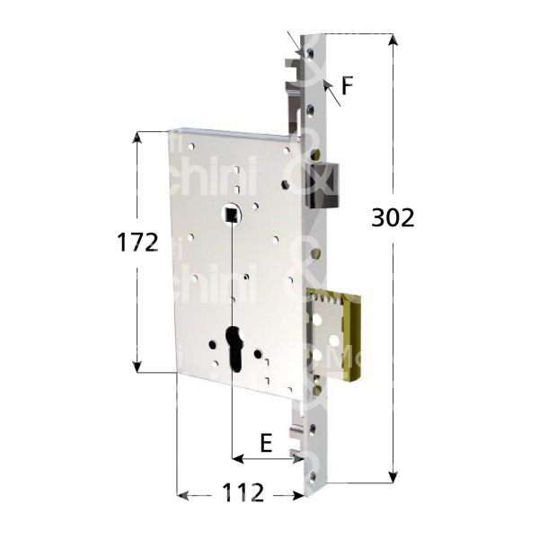 Cr 8000pe serratura infilare per infissi legno/ferro 4 mandate cilindro sagomato 60 triplice catenaccio piÙ scrocco