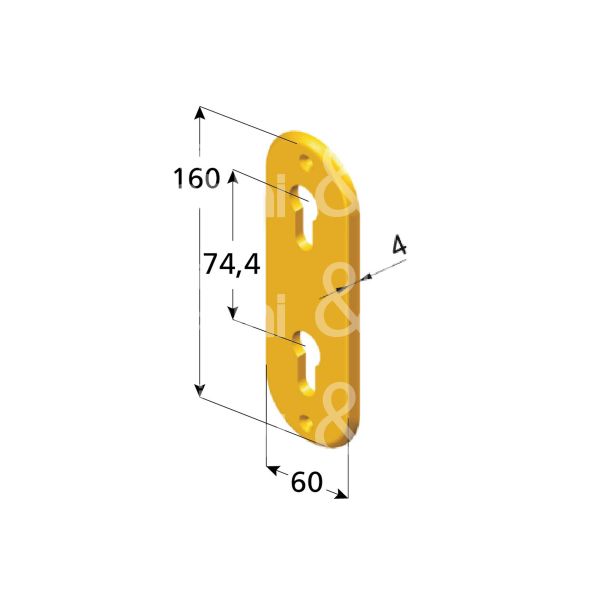 Disec a1235cr placca foro doppio cilindro cromo lucido interasse 74,4 mm 60 x 160