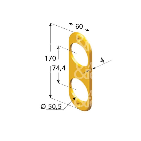 Disec a1300ol placca foro doppio protettore ottone lucido interasse 74,4 mm 60 x 170 Ø 50,5