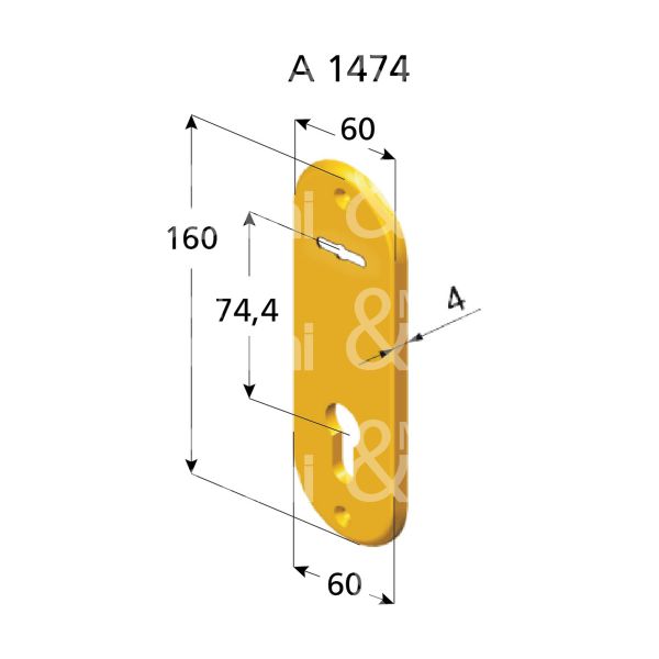 Disec a1474cl placca foro doppia mappa piÙ cilindro cromo lucido interasse 74,4 mm 60 x 160