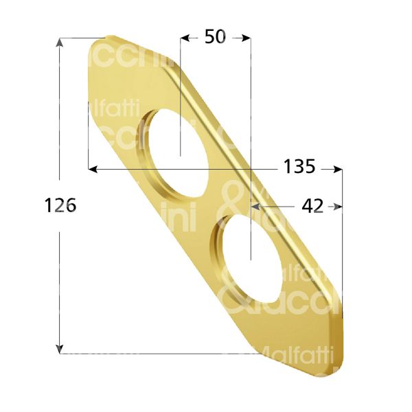 Disec a2795ob placca foro doppio protettore ottone bronzato interasse 50 mm 176 x 70 Ø 50