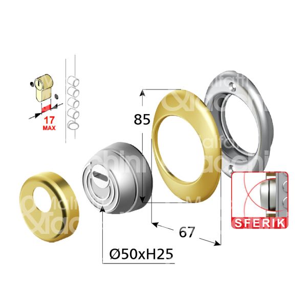 Disec bd130cr protettore incasso interasse fori mm 31 misura Ø 50 profondita' mm 25 cromo lucido