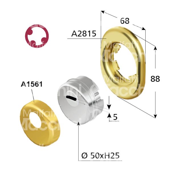 Disec bd301nbr protettore monolito interasse fori mm 31 misura Ø 54 profondita' mm 25 bronzato