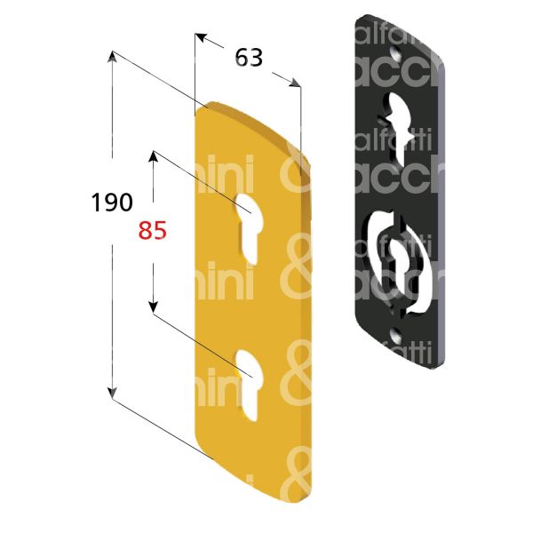 Disec ki2033pbr placca foro doppio cilindro alluminio bronzato interasse 85 mm 63 x 190