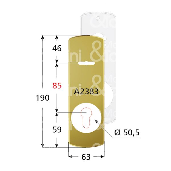 Disec ki2383acl placca foro doppia mappa piÙ protettore cromo lucido interasse 85 mm 63 x 190 Ø 50,5