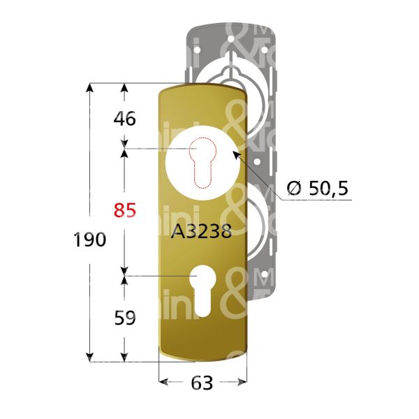 Disec ki3238cs placca foro protettore piÙ cilindro cromo satinato interasse 85 mm 63 x 190 Ø 50,5