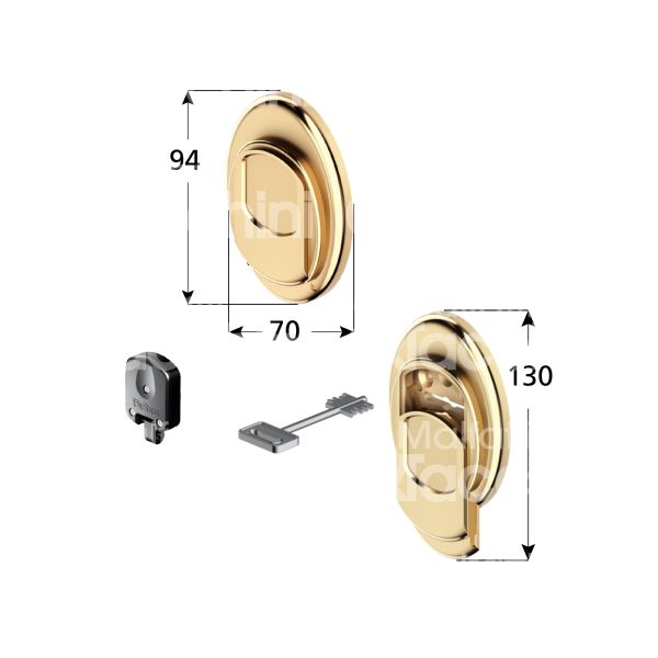 Disec mg3551dmol protettore monolito chiave magnetica misura 94 x 70 ottone lucido