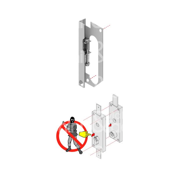 Disec ps0500az protettore leva per basculante interasse fori mm 141,5 misura 58,5 x 158 zincato