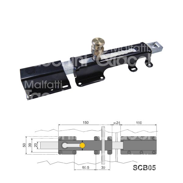 Disec scb05an catenaccio per persiane con apertura giorno art. scb05 acciaio nero l mm 150 x