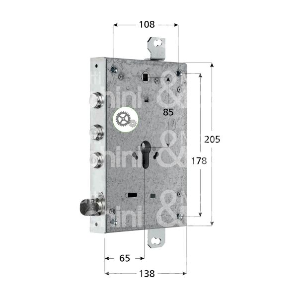Mul-t-lock ctm10337b serratura blindata a cilindro triplice e 63 ambidestra 3 catenacci piÙ scrocco int. cat. 37 sporg. 3,5