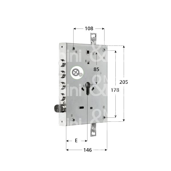 Mul-t-lock lctd10528b serratura blindata a cilindro triplice e 73 ambidestra 4 catenacci piÙ scrocco int. cat. 28 sporg. 3,5