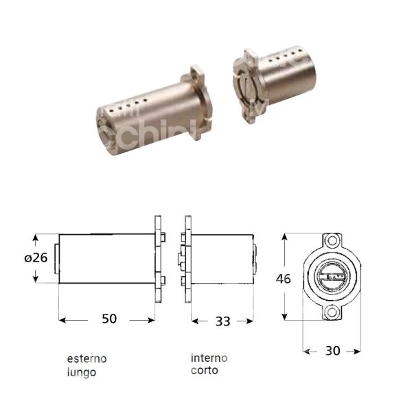 Mul-t-lock mf77cn30s0 cilindro per serratura fichet 33 x 33 = Ø 26 chiave punzonata cifratura kd nichelato