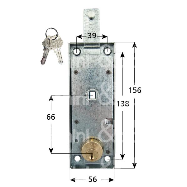 Fasem 108 serratura per basculante a 1 punto di chiusura foro tondo / chiave piatta cifratura kd