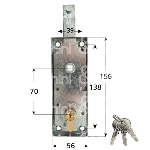 Fasem 110 serratura per basculante a 1 punto di chiusura foro sagomato / cifratura kd